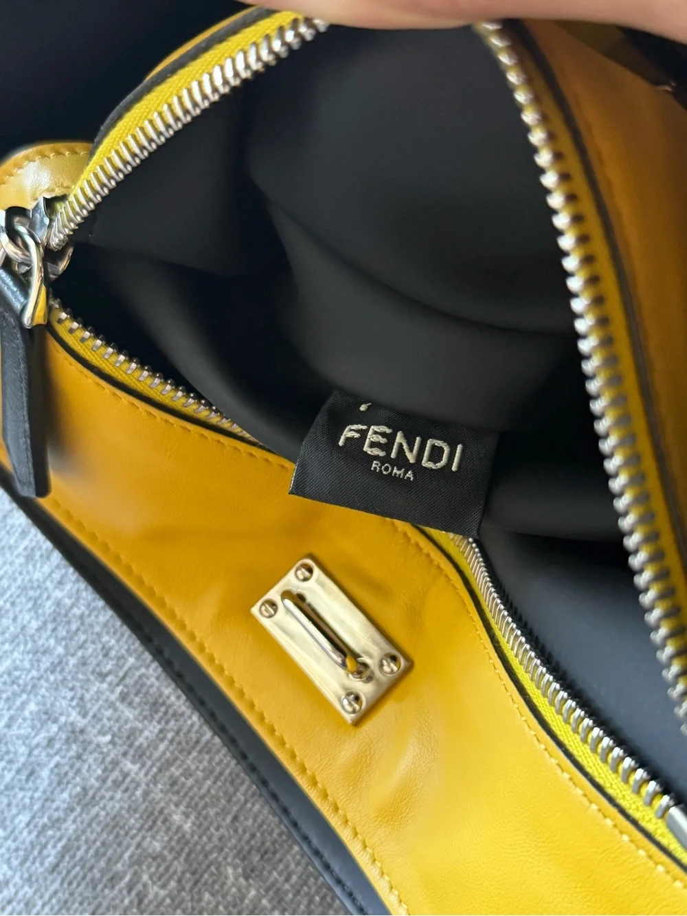 Fendi Black Leather Embossed FF Logo Crossbody Bag